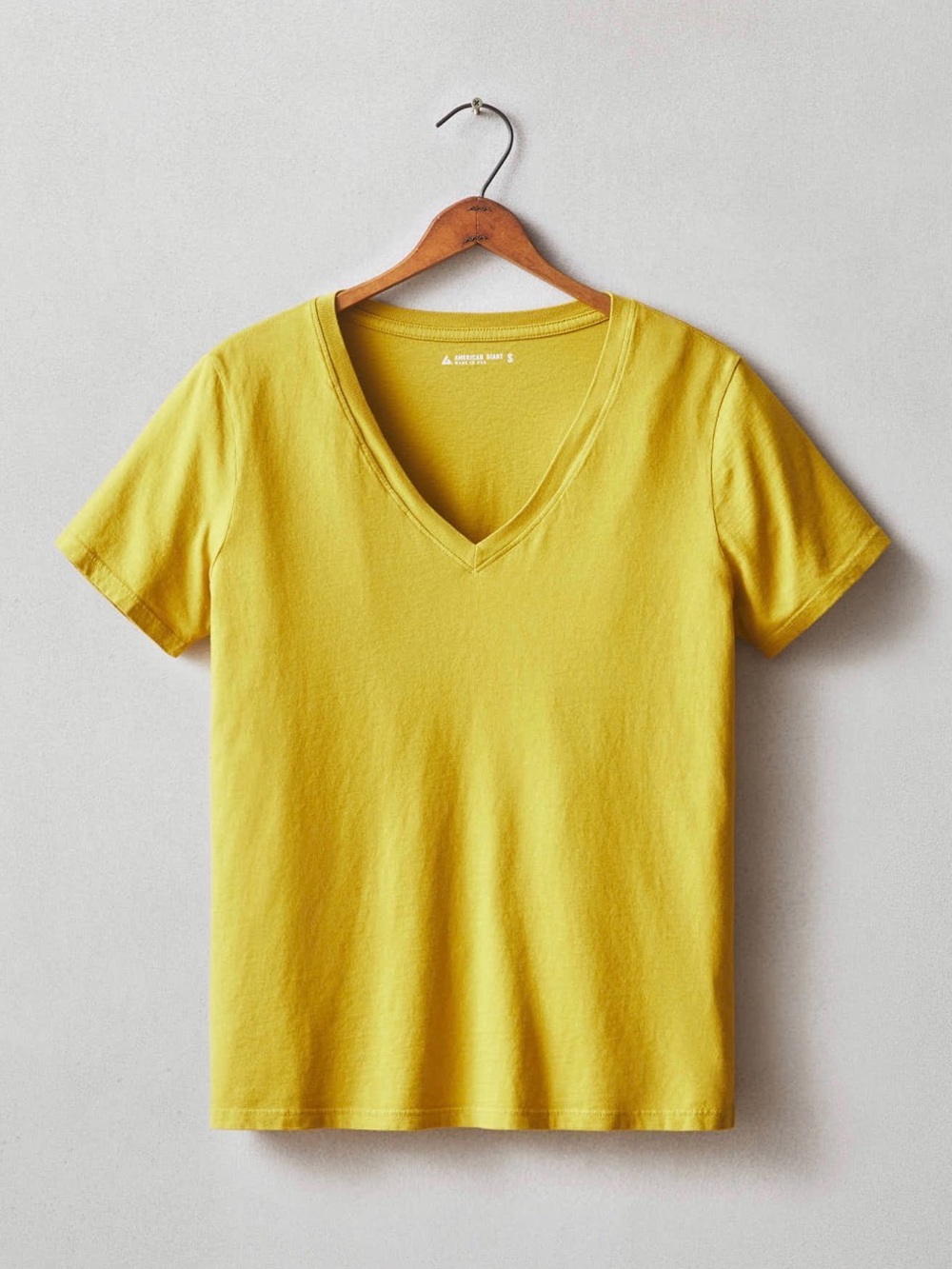 American Giant Women's Short Sleeve V-Neck Tee in Golden Palm